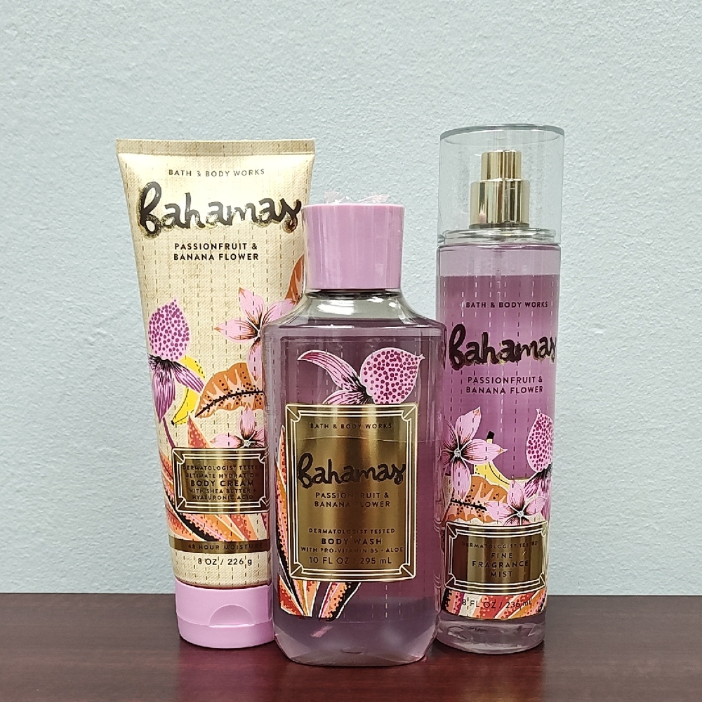 Bath & Body Works BAHAMAS PASSIONFRUIT & BANANA FLOWER 3 Piece Body Care Set